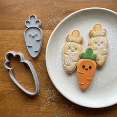 Kawaii Happy Carrot Cookie Cutter & Stamp Set | Food-Grade PLA