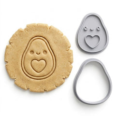 Kawaii Happy Avocado Cookie Cutter & Stamp Set | Food-Grade PLA