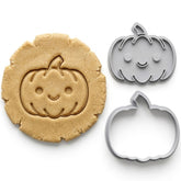 Kawaii Happy Pumpkin Cookie Cutter & Stamp Set | Food-Grade PLA