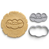 Kawaii Three Peas in a Pod Cookie Cutter & Stamp Set | Food-Grade PLA