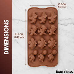 12-Cavity Dinosaurs Shape Silicone Chocolate Mold