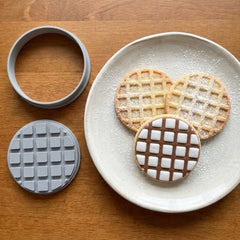 Classic Round Waffle Cookie Cutter & Stamp Set | Food-Grade PLA