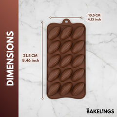15-Cavity Cocoa Beans Shape Silicone Chocolate Mold