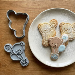 It’s A Boy Teddy Bear Cookie Cutter & Stamp Set | Food-Grade PLA