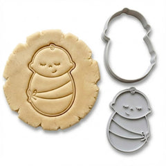 Peaceful Swaddled Baby Cookie Cutter & Stamp Set | Food-Grade PLA