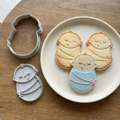 Peaceful Swaddled Baby Cookie Cutter & Stamp Set | Food-Grade PLA