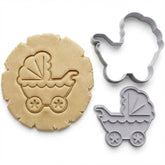 Vintage Baby Stroller Cookie Cutter & Stamp Set | Food-Grade PLA