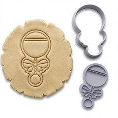 Bow Baby Rattle Cookie Cutter & Stamp Set | Food-Grade PLA