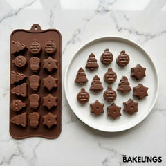 16-Cavity Christmas Theme Shape Silicone Chocolate Mold