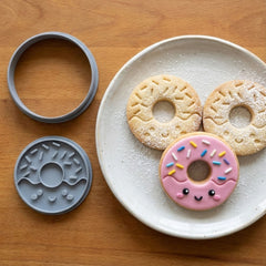 Happy Kawaii Donut Cookie Cutter & Stamp Set | Food-Grade PLA