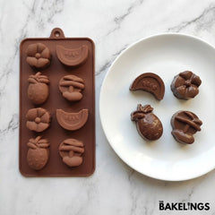 8-Cavity Fruits & Flowers Shape Silicone Chocolate Mold