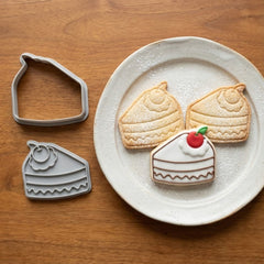 Elegant Cherry Cake Slice Cookie Cutter & Stamp Set | Food-Grade PLA