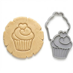 Sweet Heart Cupcake Cookie Cutter & Stamp Set | Food-Grade PLA