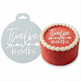 Twelve Months Milestone | Round Cake Top Stencil – Reusable Cake Decorating Stencil