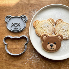 Teddy Bear Cookie Cutter & Stamp Set | Food-Grade PLA