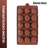 15-Cavity Assortment Floral Shape Silicone Chocolate Mold