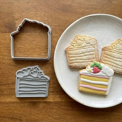 Strawberry & Cream Cake Cookie Cutter & Stamp Set | Food-Grade PLA