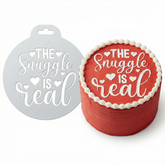 The Snuggle Is Real | Round Cake Top Stencil – Reusable Cake Decorating Stencil