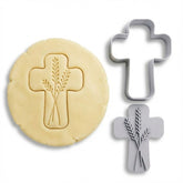 Cross with Wheat Details Cookie Cutter & Stamp | Food-Grade PLA