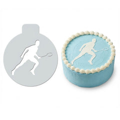 Badminton Player | Round Cake Top Stencil – Reusable Cake Decorating Stencil
