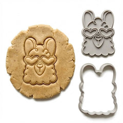 Heart-Eyed Llama Cookie Cutter & Stamp | Food-Grade PLA