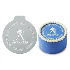 Aquarius Zodiac Sign | Round Cake Top Stencil – Reusable Cake Decorating Stencil