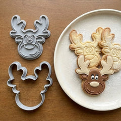 Jolly Reindeer Face Cookie Cutter & Stamp | Food-Grade PLA