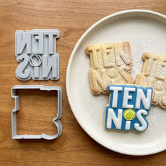 Tennis Typography Cookie Cutter & Stamp | Food-Grade PLA