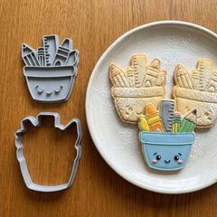 School Supplies Holder Cookie Cutter & Stamp | Food-Grade PLA