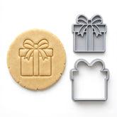 Gift Box With Ribbon Cookie Cutter & Stamp | Food-Grade PLA