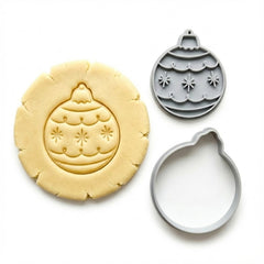 Festive Christmas Bauble Cookie Cutter & Stamp | Food-Grade PLA