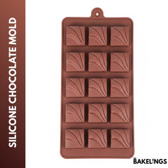 15-Cavity Wavy Square Shape Silicone Chocolate Mold