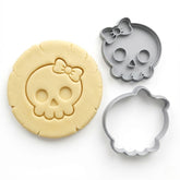 Kawaii Skull With Bow Cookie Cutter & Stamp | Food-Grade PLA