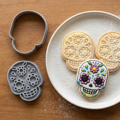 Floral Sugar Skull Cookie Cutter & Stamp | Food-Grade PLA