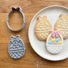 Easter Basket With Bow Cookie Cutter & Stamp | Food-Grade PLA