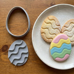 Wavy Easter Egg Cookie Cutter & Stamp | Food-Grade PLA