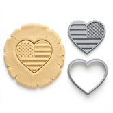 Heart-Shaped American Flag Cookie Cutter & Stamp | Food-Grade PLA