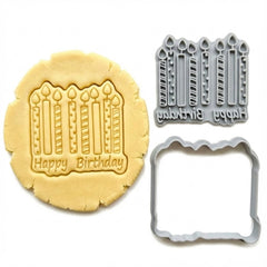 Happy Birthday Candles Cookie Cutter & Stamp | Food-Grade PLA
