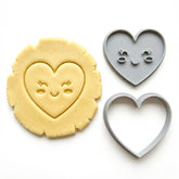 Kawaii Happy Heart Cookie Cutter & Stamp | Food-Grade PLA