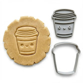 Kawaii Minimalist To Go Coffee Cookie Cutter & Stamp Set | Food-Grade PLA