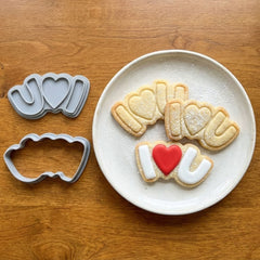 I Love U Modern Typography Cookie Cutter & Stamp | Food-Grade PLA