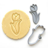 Elegant Stemmed Tulip Cookie Cutter & Stamp | Food-Grade PLA