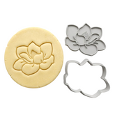 Elegant Magnolia Flower Cookie Cutter & Stamp | Food-Grade PLA