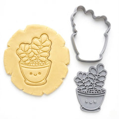 Kawaii Happy Succulent in a Pot Cookie Cutter & Stamp | Food-Grade PLA