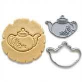 Elegant Floral Teapot Cookie Cutter & Stamp Set | Food-Grade PLA