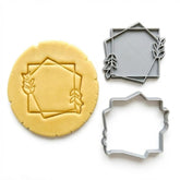 Abstract Geometric Frame with Leaves Cookie Cutter & Stamp | Food-Grade PLA