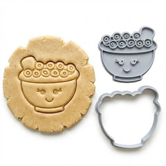 Kawaii Happy Cereal Bowl Cookie Cutter & Stamp Set | Food-Grade PLA