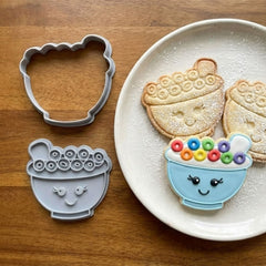 Kawaii Happy Cereal Bowl Cookie Cutter & Stamp Set | Food-Grade PLA