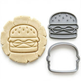 Gourmet Hamburger Cookie Cutter & Stamp Set | Food-Grade PLA