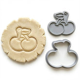 Sweet Double Cherry Cookie Cutter & Stamp Set | Food-Grade PLA